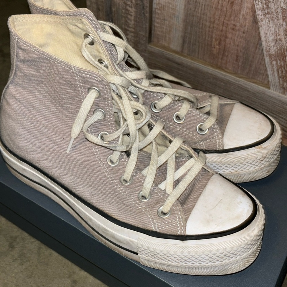 Grey purple ish converse